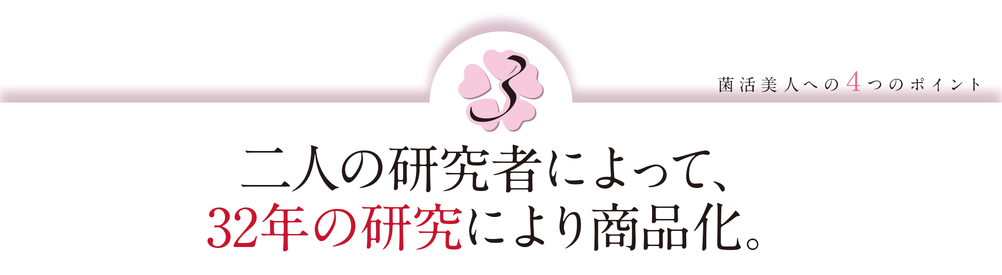 菌活美人への4つのポイント③:二人の研究者によって、32年の研究により商品化。